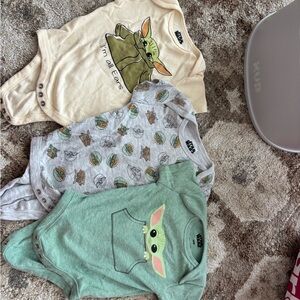 BOGO Star Wars Baby Yoda Onesies in Cream, Gray, and Green